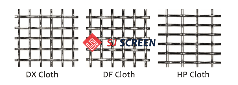 A picture show the mesh pattern of DX, DF, HP mesh type.