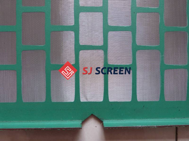 The close up picture of replacement Derrock Hyperpool shaker screen with triangular breach.