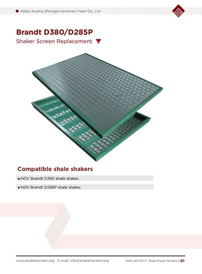 The catalog of NOV Brandt D380/D285P shaker screen replacement.