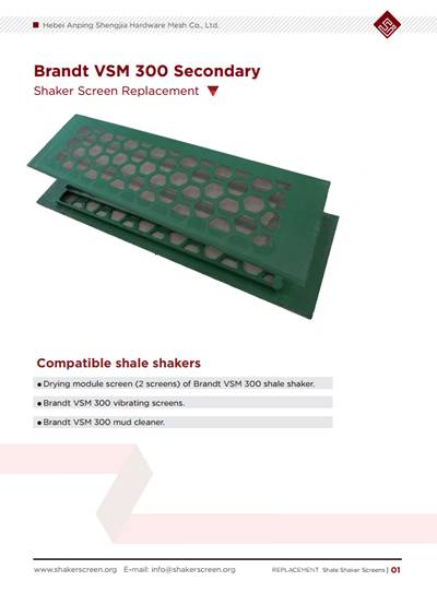 The catalog of Wave screen for Brandt VSM 300 shaker drying module screen replacement.