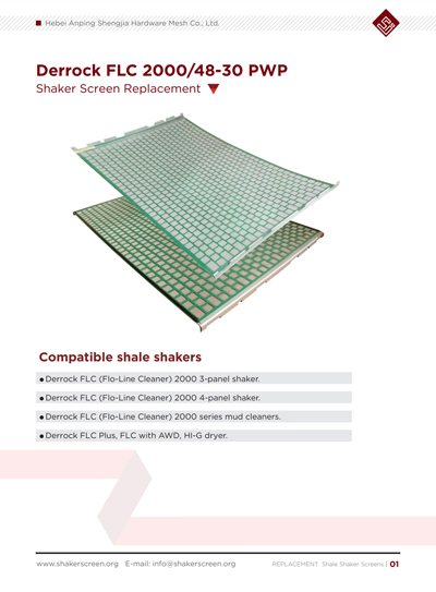 El catálogo de pantalla PWP para Derrock FLC 2000/48-30 shaker de reemplazo de pantalla.