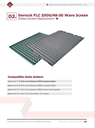 El catálogo de la pantalla de la onda para el reemplazo de la pantalla del shaker de Derrock FLC 2000/48-30.