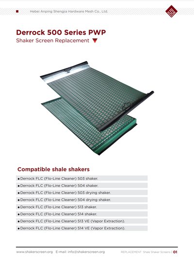 The catalog of PWP screen for Derrock 500 series shale shaker screen replacement.