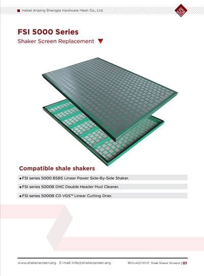 The catalog of FSI 5000 series shaker screen replacement.