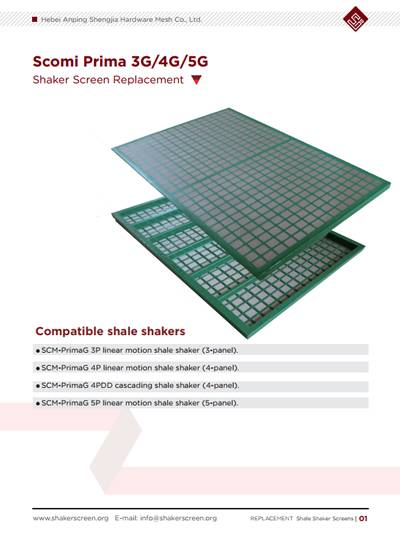 El catálogo de recambio de pantalla shaker Brandt King Scomi prima 3G/4G/5G.
