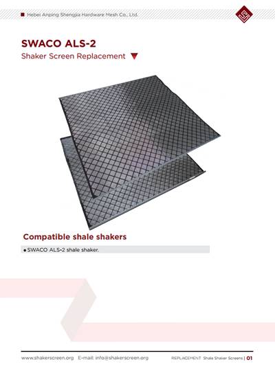 The catalog of Brandt King SWACO ALS-2 shaker screen replacement.
