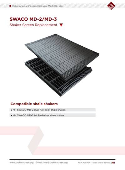 The catalog of SWACO MD-2 & MD-3 shaker screen replacement.